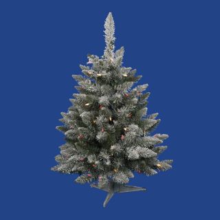 Vickerman 3 ft. Flocked Sugar Pine Pre lit LED Christmas Tree   Christmas Trees