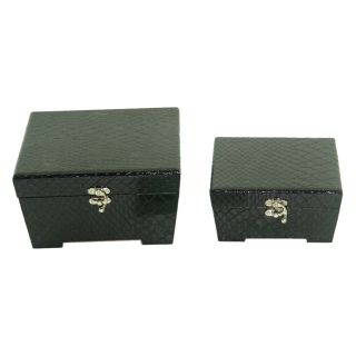 Keystone Black Leather Jewelry Box with Tapered Design   Set of 2   Womens Jewelry Boxes