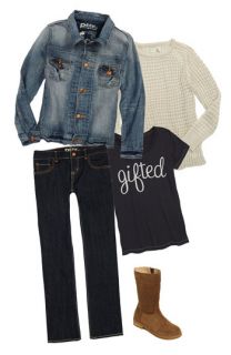Peek Tee, Sweater, Denim Jacket & Jeans (Toddler, Little Girls & Big Girls)