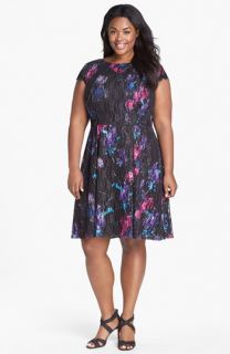 Ivy & Blu Print Lace Fit & Flare Dress