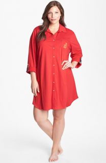 Lauren Ralph Lauren Roll Sleeve Nightshirt (Plus Size)