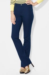 Lauren Ralph Lauren Straight Leg Stretch Cotton Pants (Plus Size)