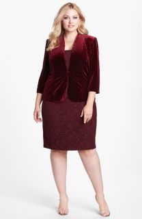 Alex Evenings Lace Dress & Velvet Jacket (Plus Size)