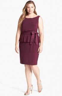 Taylor Dresses Jersey Peplum Dress (Plus Size)