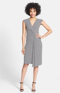Adrianna Papell Twist Front Stripe Stretch Knit Dress