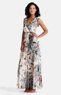 Donna Morgan Print Wrap Maxi Dress