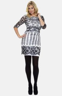 Kay Unger Print Stretch Mesh Dress (Plus Size)