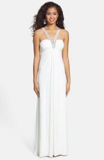 Hailey Logan Embellished Strap Chiffon Gown (Juniors) (Online Only)