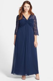 Alex Evenings Lace Sleeve Gown (Plus Size)