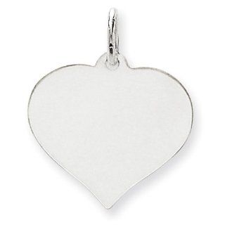 14K White Gold Heart Disc Charm. Metal Wt  2g Jewelry