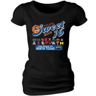 2014 Mens Basketball Tournament Sweet 16 Ladies Fitted T Shirt   Black