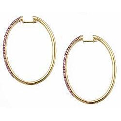 D'Yach 14k Pink Gold Pink Sapphire Hoop Earrings D'Yach Gemstone Earrings