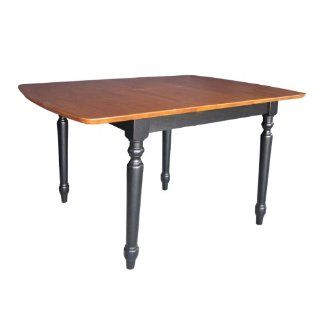 International Concepts K57 T36X 330T Dining Table, Butterfly Extension with Turned Style Leg, Black/Cherry   Oak Black Legs Dining Table