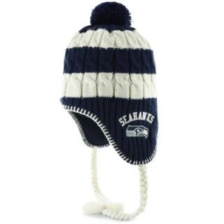 47 Brand Seattle Seahawks Ladies Sherpette Tassel Knit Hat   Navy Blue
