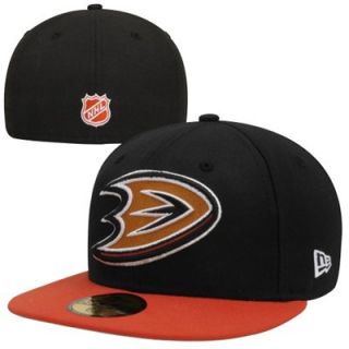 New Era Anaheim Ducks Two Tone 59FIFTY Fitted Hat   Black/Orange