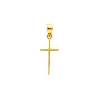 14k Solid Gold Small Thin Cross Pendant Material Yellow Gold Jewelry