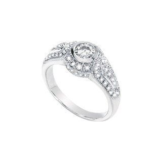 Classy High Fashion Women's 14k White gold Moissanite & Diamond Engagement Ring Jewelry