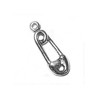 Sterling Silver 3D Baby Diaper Safety Pin Charm Jewelry