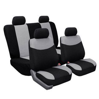 Full Set Grey Fabric Seat Covers Non Split Solid Bench for Sedans, SUV FH Group Car Seat Covers