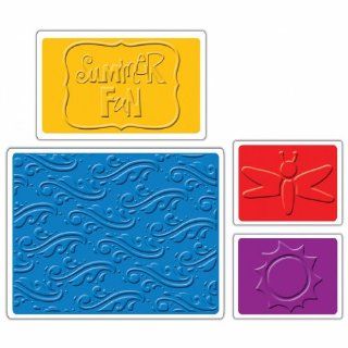 Sizzix Textured Impressions A2 Embossing Folders 4/Pkg Summer Fun   Craft Supplies Storage And Organization Products