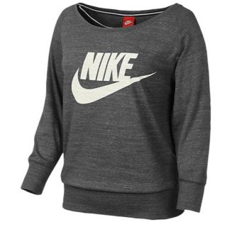Nike Gym Vintage Long Sleeved Jersey Crew   Womens   Casual   Clothing   Dark Grey/Sail
