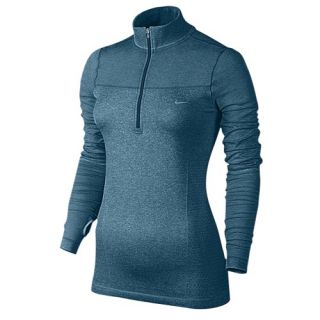 Nike Dri FIT Knit Long Sleeve 1/2 Zip Top   Womens   Running   Clothing   Dark Sea/Heather/Reflective Silver
