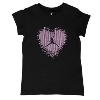 Jordan Sparkle Heart T Shirt   Girls Preschool   Basketball   Clothing   Black/Pink Foil