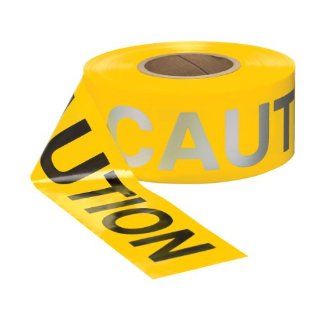 Accuform Signs MPT231 Reflective Plastic Barricade/Perimeter Tape, Legend "CAUTION", 3" Width x 1000' Length x 3 mil Thickness, Black/Reflective Silver on yellow