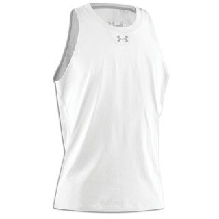 Under Armour Charged Cotton Tank   Mens   Basketball   Clothing   White/Aluminum