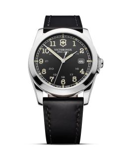 Victorinox Swiss Army Black Leather Watch, 40mm's