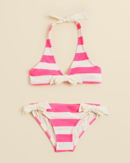Juicy Swim Girls’ Sixties Stripe Halter Bikini Swimsuit   Sizes 2 12's