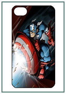 Captain America American Cartoon Cute Lovely Movie Legend Hero Figure iPhone 4 iPhone4 Black Designer Hard Case Cover Protector Bumper Cell Phones & Accessories