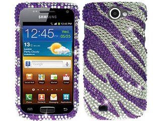 Purple Zebra Silver Bling Rhinestone Diamond Crystal Faceplate Hard Skin Case Cover for Samsung Exhibit II 2 4g SGH T679 w/ Free Pouch Cell Phones & Accessories