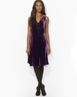 Lauren Ralph Lauren Velvet Faux Wrap Dress with Pin's