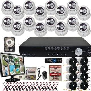 Evertech 16 Channel Surveillance Security H.264 video compression CCTV DVR Camera System with 16 Dome 700 TVL 2.8mm Lens CCD Cameras 1TB HDD LCD Monitor Camera & Photo