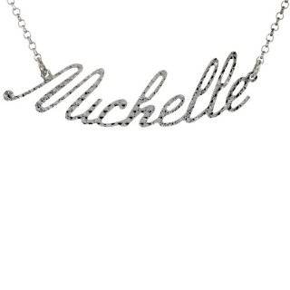 Sterling Silver MICHELLE Name Necklace Diamond Cut Finish Italy, 16 inch + 2 inch extention Jewelry