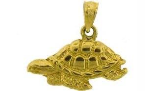 10k Yellow Gold Womens Sea Turtle Tortoise Shell Animal Charm Fashion Pendant Jewelry