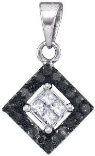 0.30 Carat (ctw) Diamond Pave Pendant set in 10k White Gold PR01 3562 Jewelry
