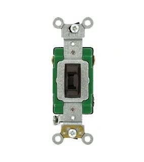 Leviton 3033 2L 30 Amp, 120/277 Volt, Toggle Locking 3 Way AC Quiet Switch, Extra Heavy Duty Spec Grade, Self Grounding, Back and Side Wired, Brown