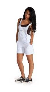 Womens White Lightweight Denim Bib Overalls Summer Cotton Girls Fashion Clothing