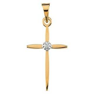 Genuine IceCarats Designer Jewelry Gift 14K White Gold Cross Pendant W/Diamond 17.00X11.00 Mm IceCarats Jewelry