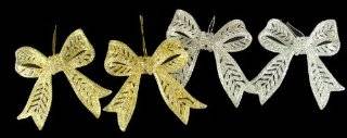 Club Pack of 288 Silver and Gold Glitter Bow Christmas Ornaments 3.5"   Christmas Pendant Ornaments