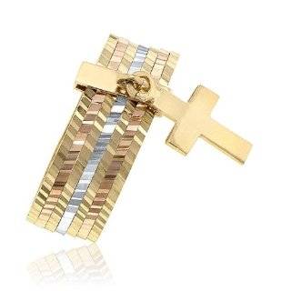 14K Tri Color Yellow White Rose Gold Ladies "Seven Days" Cross Charm Ring Jewelry