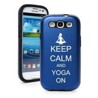 Blue Samsung Galaxy S III S3 Aluminum & Silicone Hard Case SK296 Keep Calm and Yoga On Cell Phones & Accessories