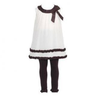 Rare Editions Ivory Black Ribbon Ruffle 2pc Outfit Little Girls 4 Rare Editions Clothing