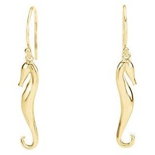 14k Yellow Gold Seahorse Earrings Jewelry