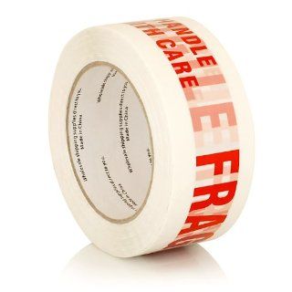 Premium Fragile Printed Tape 2.0 mil 330 Feet (110 yards)   White / Red   18 Rolls