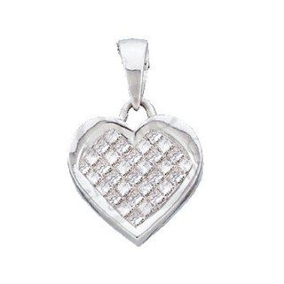 0.50 Carat (ctw) Princess Diamond Heart Ladies Pendant set in 14k White Gold PR01 2049 Jewelry