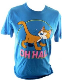Smurfs Mens T Shirt   Azrael the Cat "Oh Hai" on Blue (Extra Large) Clothing
