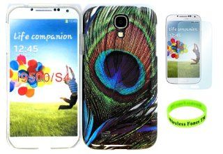 Samsung Galaxy S4 I337/L720/M919/I545/R970/I9505/I9500 Peacock feather Design TPU IMD Hard Case Snap On Protector Cover + Screen protector + Wireless Fones' Wristband Cell Phones & Accessories